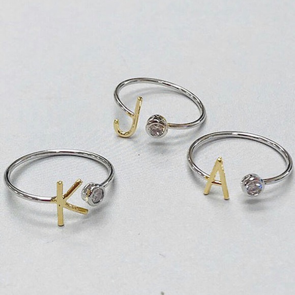 Our Little Two Tone Initial Ring With CZ,NWT - Picture 2 of 8